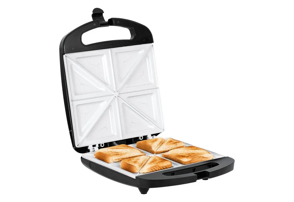 Teesa Sandwichmaker TSA3229B Sandwichtoaster mit Keramikeinsätzen für 4 Sandwiches, 1500 W, Thermostatische Steuerung