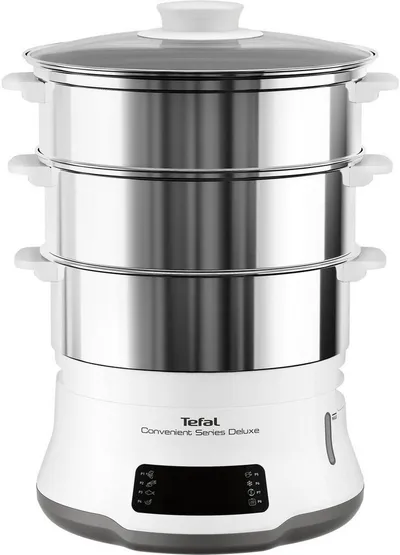 Tefal Dampfgarer Convenient Series Deluxe, 900 W, Touchscreen, 8 Programme,3 Ebenen, Edelstahlbehälter, VC502D