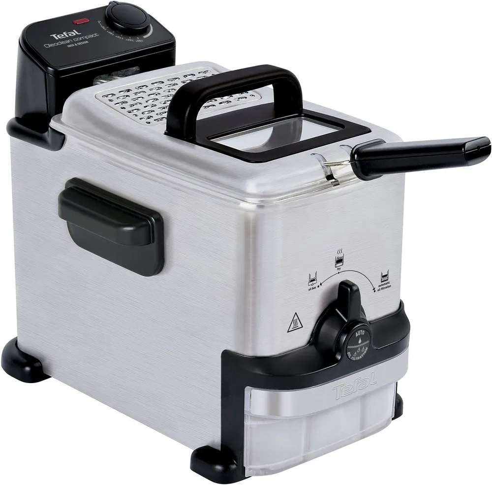 Tefal Fritteuse FR7016 Oleoclean Compact, 1500 W, 2 L, Deckel mit Filter, Sichtfenster, Temperaturkontrolle, FR7016