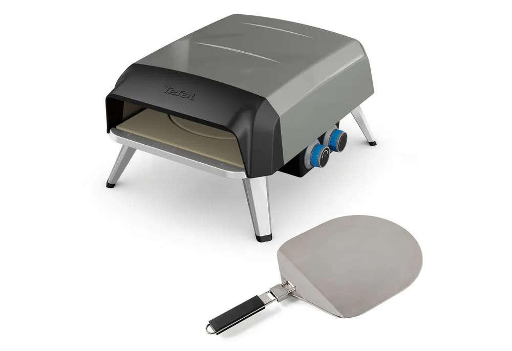Tefal Pizzaofen Pizza Pronto, kompakter Gaspizzaofen für Zuhause, schnelles Vorheizen, 360° drehender Pizzastein, bis zu 400 °C, inkl. Pizzaschaufel, JM4130