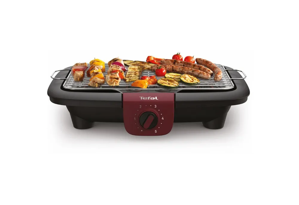Tefal Tischgrill Easygrill Adjust, wasserbefüllbare Tropfschale gegen Rauch und Gerüche, 2300 W, spülmaschinengeeigneter Rost und Tropfschale, platzsparend, BG90E5
