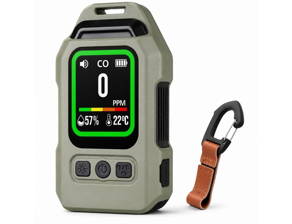 Tekoo Kohlenmonoxid Melder 4-in-1, CO-Warner Camping & Wohnmobil CO-Melder (LCD, 4-in-1 Multifunktionsgerät, Kompaktes Reise-Design)