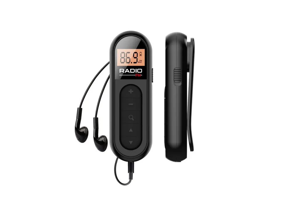 Tekoo Mini FM Taschenradio mit Clip, Akku, USB-C & Kopfhörer Radio (Senderspeicher, FM-Tuner, Digitaler Empfang, Automatischer Sendersuchlauf, DSP-Chip, Taschenformat, 300mAh Akku, Hintergrundbeleuchtung)