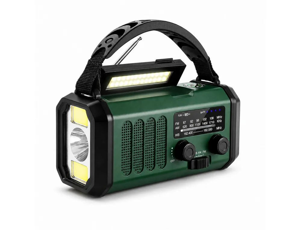 Tekoo Notfallradio 10000mAh mit Solar, Kurbel, LED, SOS, IPX6, UKW Notfallradio (UKW, FM, MW, AM, Wetterradio, 14 W, IPX6 Spritzwassergeschützt, 3-Modi-Taschenlampe, Notfall-Wetterradio)