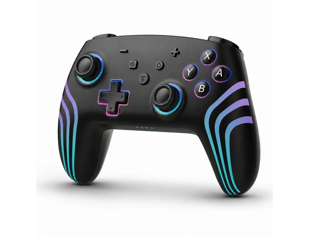 Tekoo Wireless Controller für Nintendo Switch & PC, Hall-Effekt, RGB Controller (Packung, Hall-Effekt-Joysticks, 6-Achsen-Gyroskop, RGB-Beleuchtung)