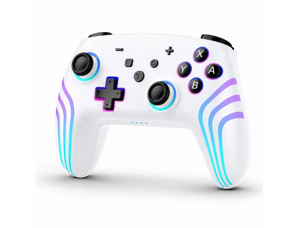 Tekoo Wireless Controller für Nintendo Switch & PC, Hall-Effekt, RGB Controller (Packung, Hall-Effekt-Joysticks, 6-Achsen-Gyroskop, RGB-Beleuchtung)