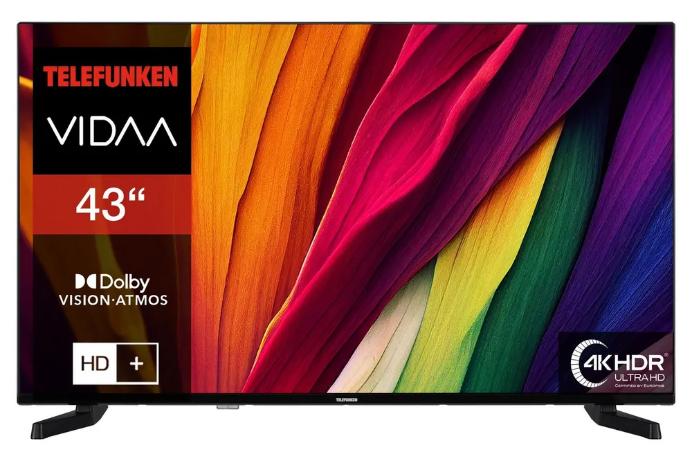 Telefunken D43U790B2CW LCD-LED Fernseher (108 cm/43 Zoll, 4K Ultra HD, VIDAA Smart TV, VIDAA Smart TV, HDR Dolby Vision, Triple-Tuner, 6 Monate HD)