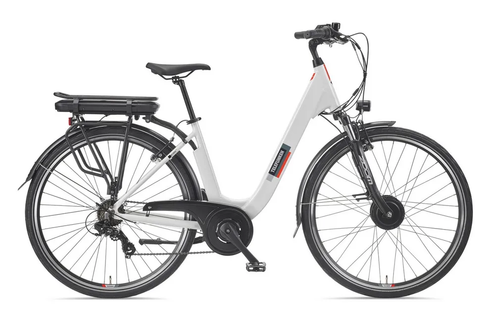 Telefunken E-Bike Cityrad Multitalent RC826, 7 Gang Shimano Shimano Tourney Schaltwerk, Kettenschaltung, Frontmotor, 474 Wh, tiefer Einstieg, 28 Zoll, Pedelec, Elektrofahrrad für Damen u. Herren