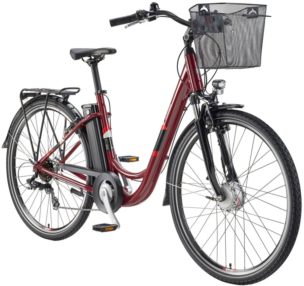 Telefunken E-Bike Cityrad Multitalent RC822, 7 Gang Shimano Tourney Schaltwerk, Kettenschaltung, Frontmotor, 531,3 Wh, (Beleuchtung, Straßenzulassung, ca. 100 km Reichweite, 2 V-Bremsen), Elektrofahrrad, Damen Herren, 28 Zoll, 36,9 V, 531,3 Wh Akku, Pedelec