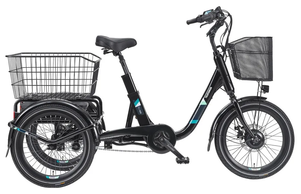 Telefunken E-Bike Dreirad Dreirad TC550, 3 Gang Shimano Nexus Schaltwerk, Nabenschaltung, Frontmotor, 536,5 Wh, inkl. praktischem Einkaufskorb
