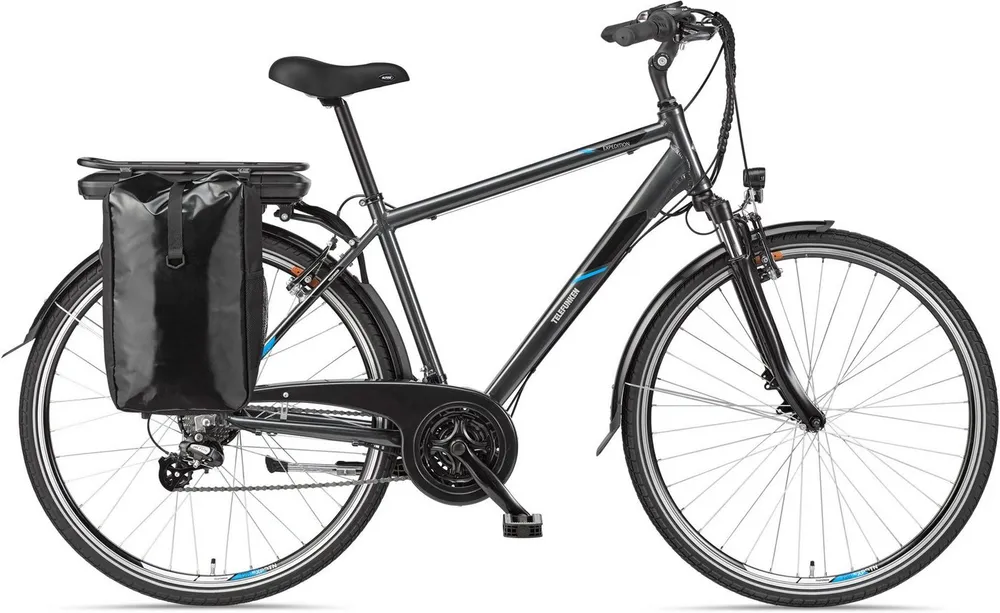 Telefunken E-Bike Trekkingrad Expedition XT481, 21 Gang Shimano, Heckmotor, 374,4 Wh, (mit Fahrradtasche), Reichweite bis zu 100 km, Pedelec, Elektrofahrrad für Herren, 28 Zoll