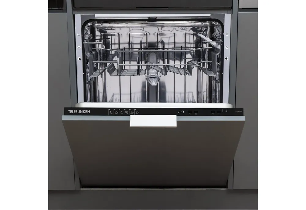 Telefunken vollintegrierbarer Geschirrspüler GEV6012D, 12 l, 12 Maßgedecke, Einbau Spülmaschine vollintegriert 60 cm, 12 Gedecke, AquaStop, 45 dB