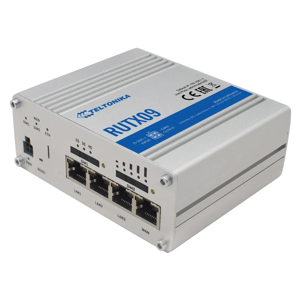 Router Teltonika RUTX09 Ethernet WAN 4G LTE 1Gbps Aluminium SIM