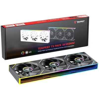 Zusatzlüfter Tempest TX 120mm ARGB PWM 1800RPM 3er-Pack modular schwarz