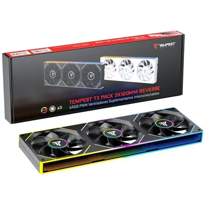 Tempest Fan TX 120mm ARGB PWM 3er-Pack, reversibel, verbindbar, Schwarz