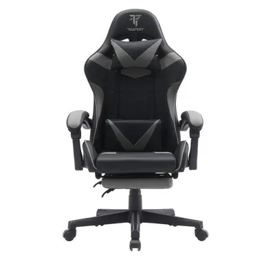 Tempest Shake Gaming-Stuhl mit Fußstütze und Massage, Grau