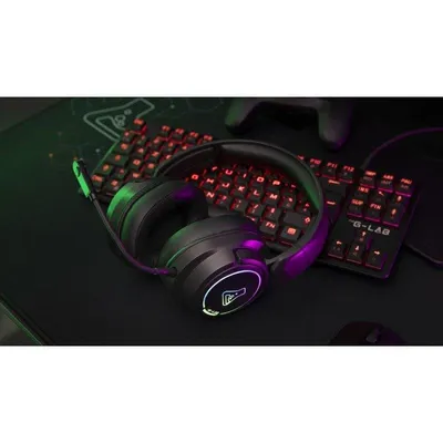 Kopfhoerer The G-Lab KORP IRIDIUM kabellos 2,4 GHz + Bluetooth RGB Gaming Schwarz