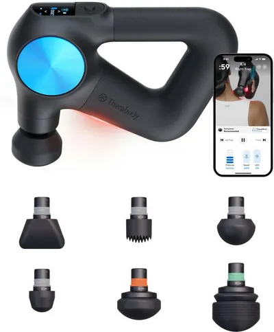 Therabody Massagepistole Theragun PRO Plus Schmerzlinderung, Regeneration, wissensch. erwiesen, Massage-, Vibrations-, Wärmetherapie, Pulsmessung, App-Steuerung