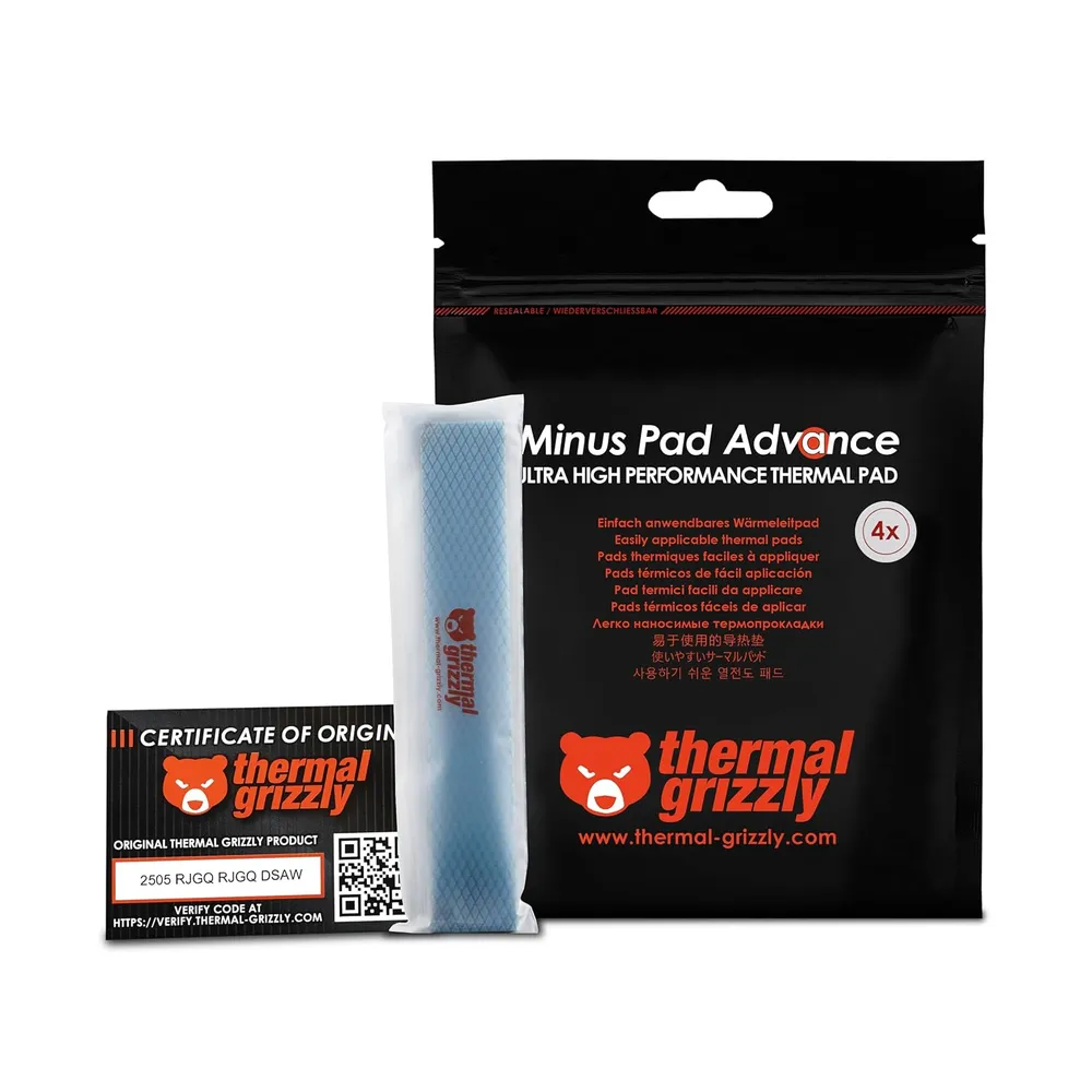 Thermal Grizzly Minus Pad Advance 120x20x1,5 mm Hohe Leitfähigkeit Nichtleitend 4 Einheiten