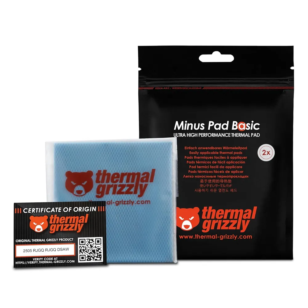 Thermal Grizzly Minus Pad Basic 2 Stück 100x100x0,5 mm Wärmeleitpad mit hoher Leitfähigkeit