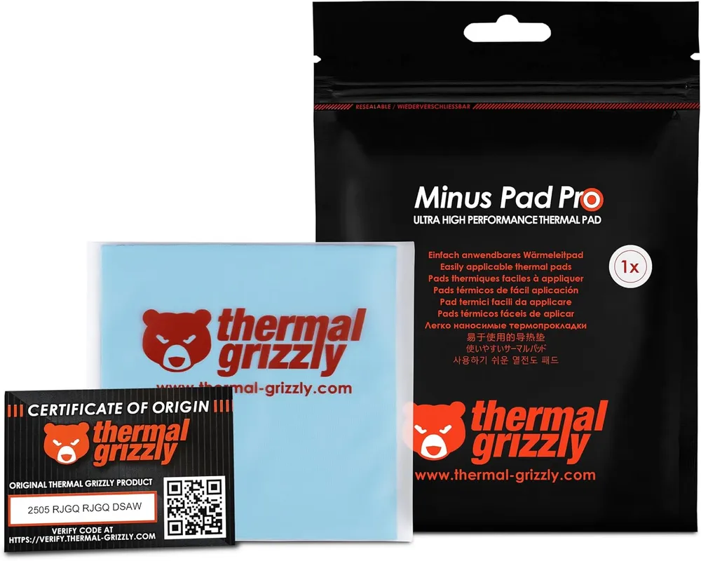Thermal Grizzly Minus Pad Pro 100 x 100 x 1,0 mm Wärmeleitpad mit hoher Leitfähigkeit