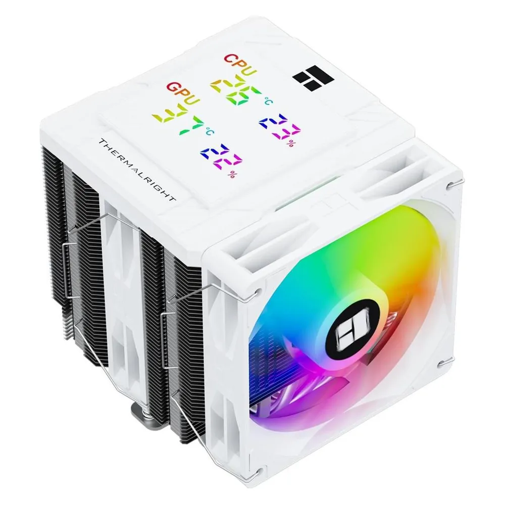 Luftkühler Thermalright Sockel Universal 120mm Peerless Assassin 120 Digital ARGB White Doppel-Tower Display PWM ARGB