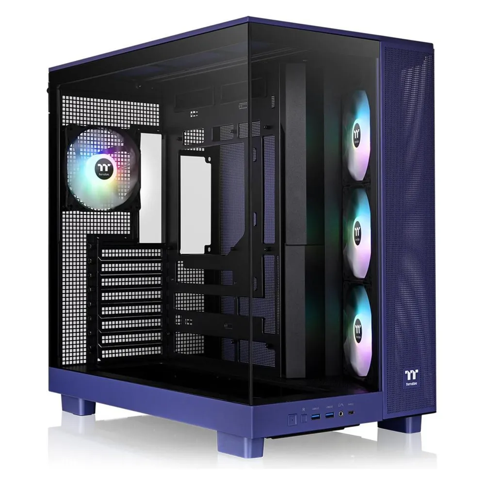 PC-Gehäuse Thermaltake CA-11E-00MNWN-00 View 380 XL TG ARGB Blau mit Glas und 4 ARGB-Lüftern