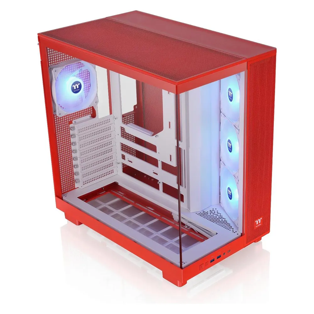 PC-Gehäuse Thermaltake View 380 XL TG ARGB Seitensicht gehärtetes Glas