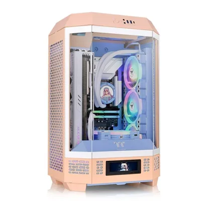 Thermaltake Micro Tower PC-Gehäuse SPCC Peach, gehärtetes Glas, 4 x USB-Audio