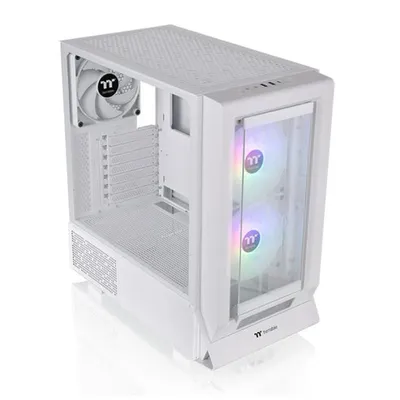 Thermaltake Midi Tower Weißes SPCC RGB ATX/EATX USB-C-Gehäuse aus gehärtetem Glas