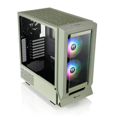 Thermaltake Green Midi Tower, Fenster aus gehärtetem Glas, RGB ATX, 7 Steckplätze, 2 x 140 mm