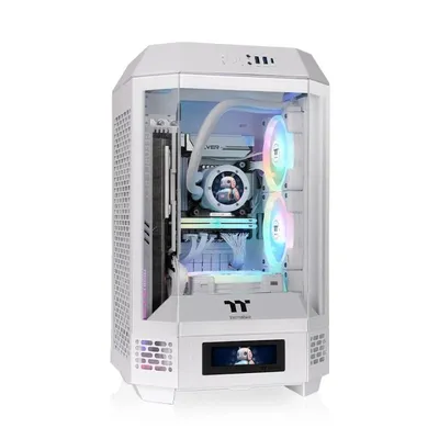Thermaltake Mini Tower SPCC Weißes PC-Gehäuse LCD-Fenster USB-C Mini-ITX-Unterstützung