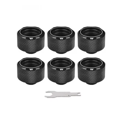 Thermaltake Pacific C-Pro G1/4 PETG-Rohrverschraubungen, 16 mm Außendurchmesser, Kompression, schwarz, 6er-Pack