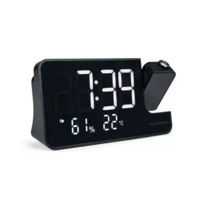 Radiowecker Schwarz Kompakt mit Projektion USB-C 7.5W Kalender FM Dualalarm