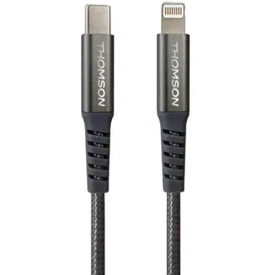 Kabel USB-C auf Lightning THOMSON 1,5m Grau Geflochten Nylon 5A