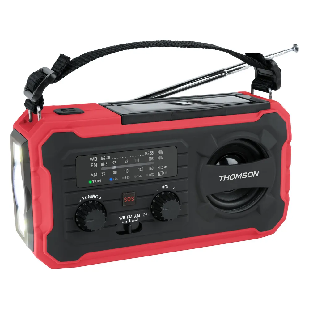 Notfallradio Thomson RT280R Solar Kurbel USB-C 4000 mAh LED SOS