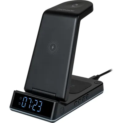 Thomson CL750IS 3-Zonen-Induktions-Wireless-Ladestation mit Wecker