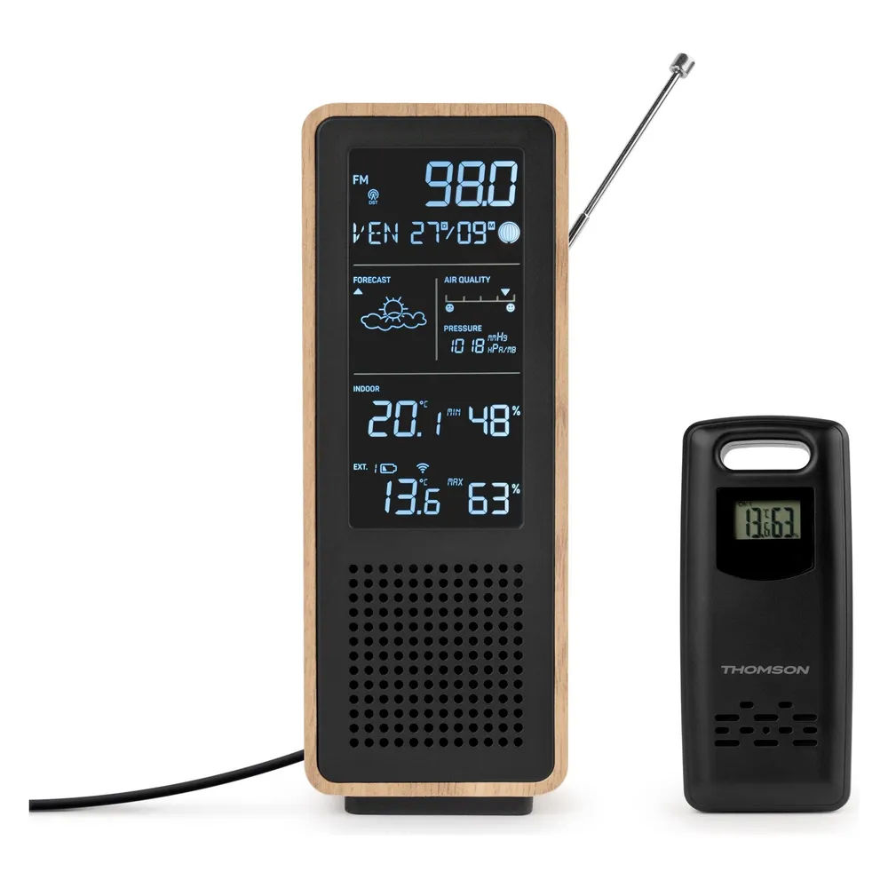 Thomson Kompakt-Bluetooth-5.4-Lautsprecher mit UKW-Radio und Wetterstation