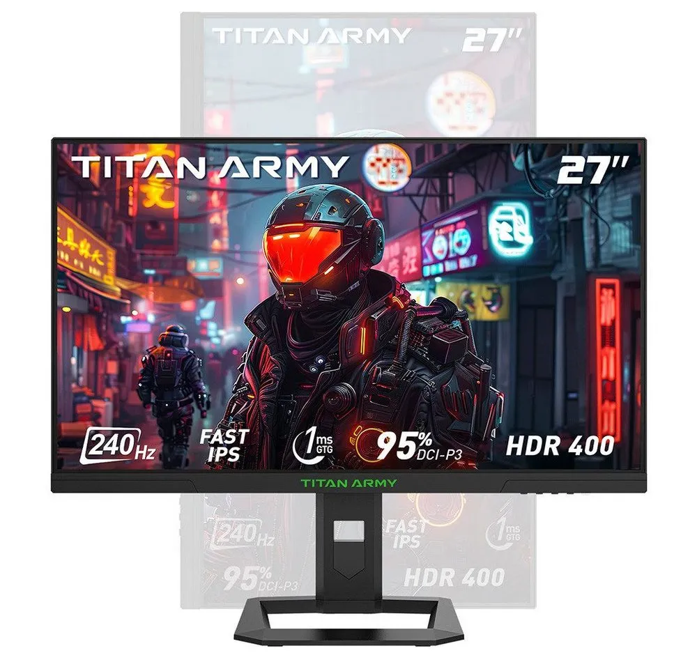TITAN ARMY P2710S Gaming-Monitor (2560x1440 px, QHD, 1 ms Reaktionszeit, 240 Hz, Fast IPS, 27-inch Fast IPS LCD Screen, 240Hz Refresh Rate, 1ms GTG, HDR 400)