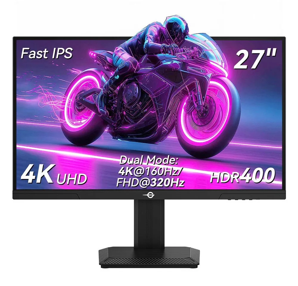TITAN ARMY P2712V Flat 16:9 Fast IPS UHD 160Hz, dualer Modus FHD 320Hz Gaming-Monitor (1 ms Reaktionszeit, Fast IPS, 4K@160Hz/FHD@320Hz)