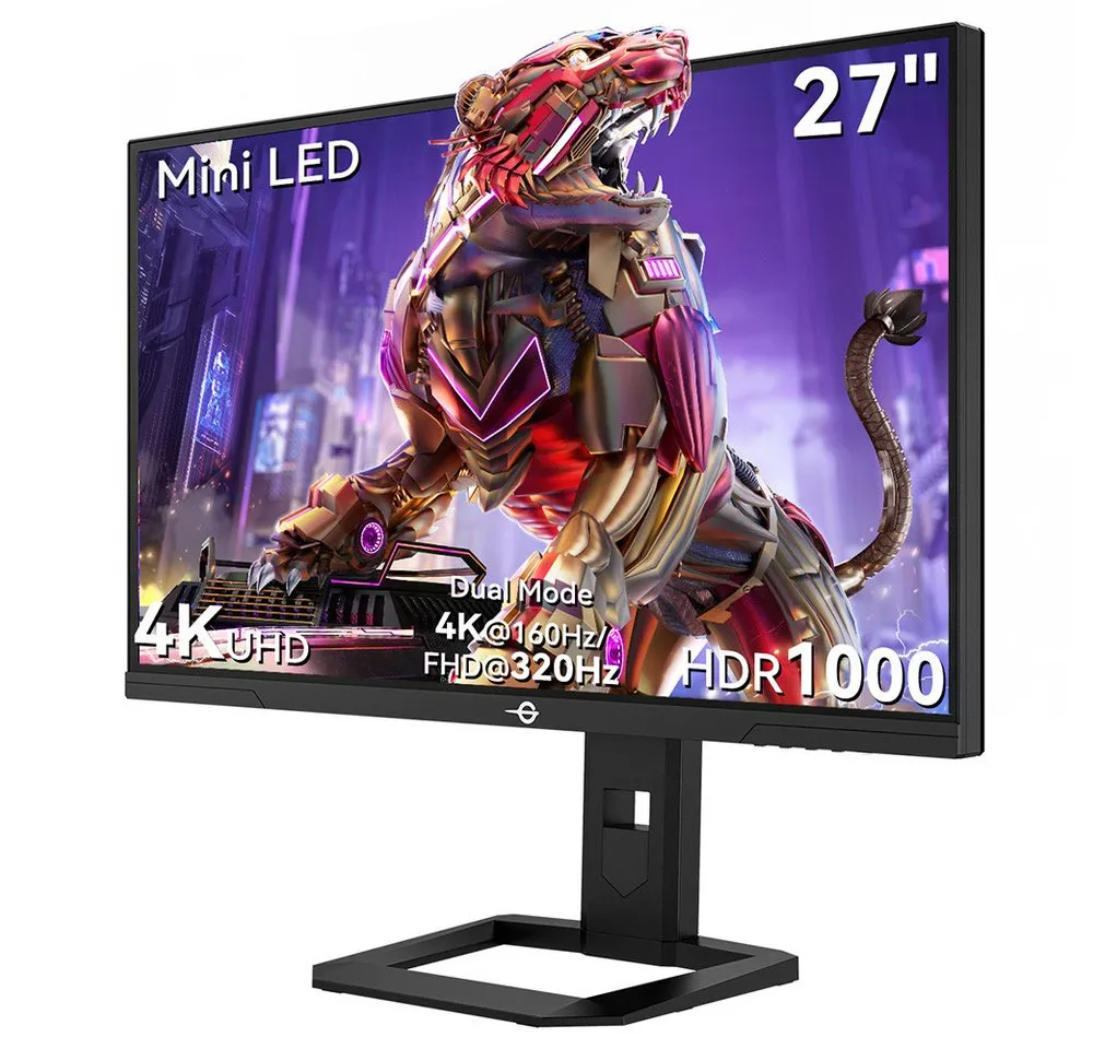 TITAN ARMY P275MV PLUS Flat 16:9 Fast IPS UHD 160Hz Gaming-LED-Monitor (4K@160Hz/FHD@320Hz px, 4K UHD, 1 ms Reaktionszeit, 320 Hz, Fast IPS, Dual-Modus FHD 320H 1152 Lokal dimmbarer Mini-LED-Gaming-Monitor)