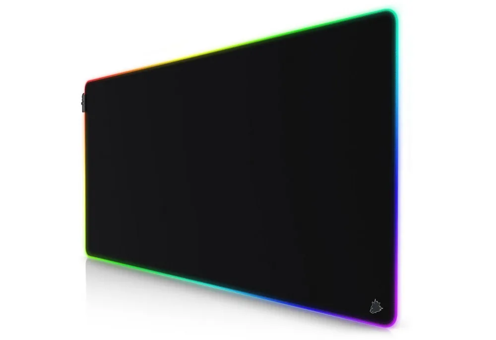 Titanwolf Gaming Mauspad RGB Mousepad 1200 x 600 x 3 mm, LED Multi Color XXXL Tischunterlage, rutschfest, abwaschbar, Geschwindigkeit & Präzision, Symbol grau