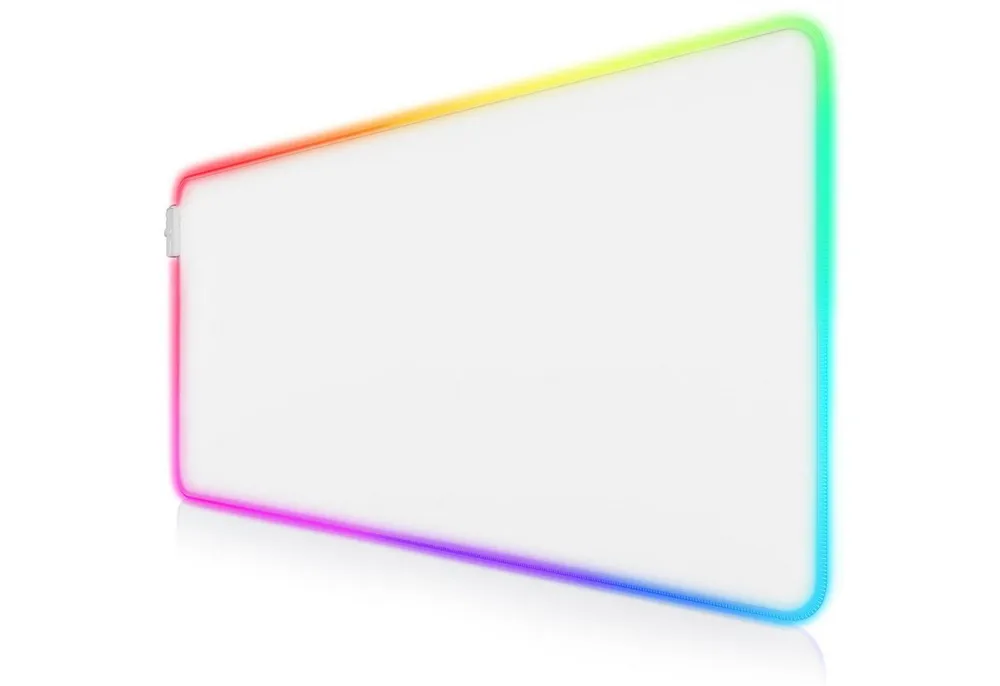 Titanwolf Gaming Mauspad RGB Mousepad 900 x 400 x 3 mm, LED Multi Color XXL Tischunterlage, rutschfest, abwaschbar, Geschwindigkeit & Präzision, weiß