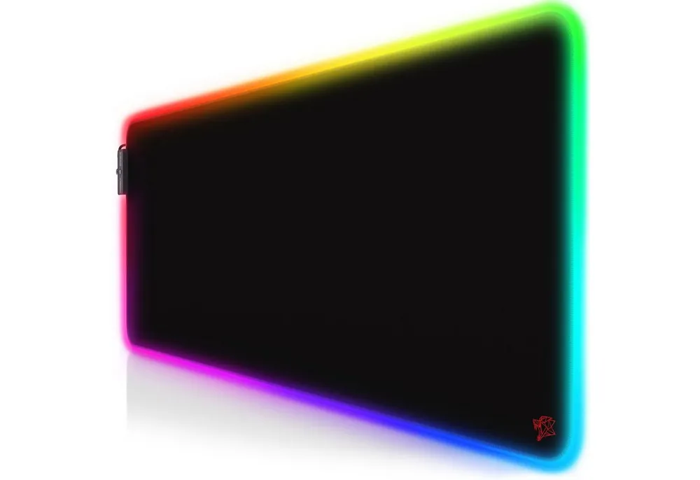 Titanwolf Gaming Mauspad RGB Mousepad 800 x 300 x 3 mm, LED Multi Color XL Tischunterlage, rutschfest, abwaschbar, Geschwindigkeit & Präzision, Emblem rot