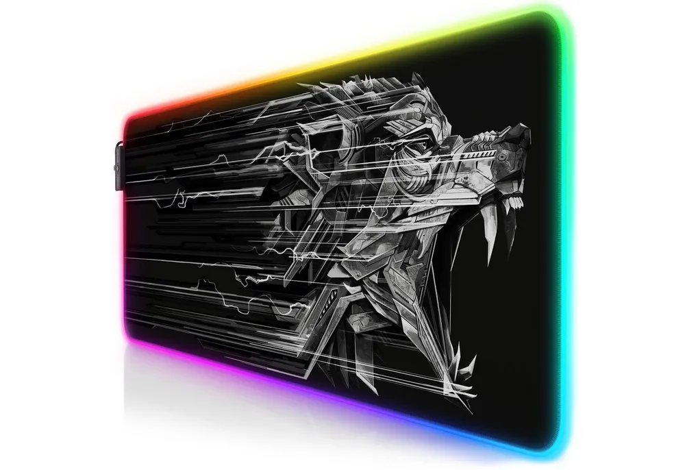 Titanwolf Gaming Mauspad RGB Mousepad 800 x 300 x 3 mm, LED Multi Color XL Tischunterlage, rutschfest, abwaschbar, Geschwindigkeit & Präzision, Epsilon