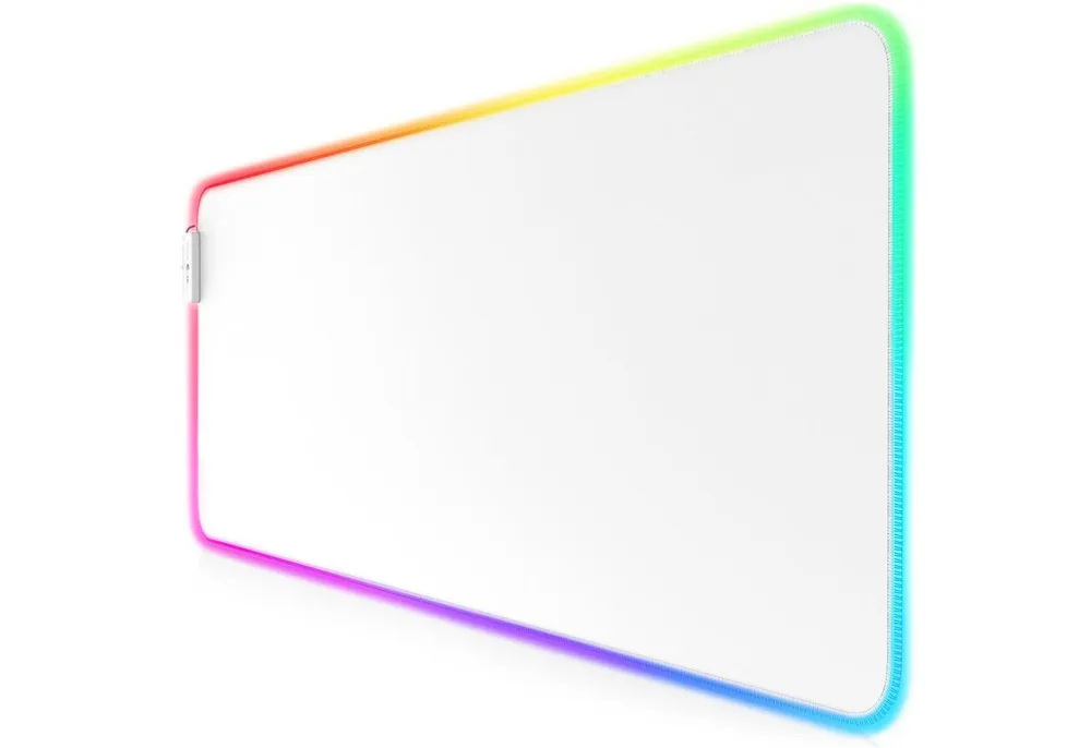 Titanwolf Gaming Mauspad RGB Mousepad 800 x 300 x 3 mm, LED Multi Color XL Tischunterlage, rutschfest, abwaschbar, Geschwindigkeit & Präzision, weiß