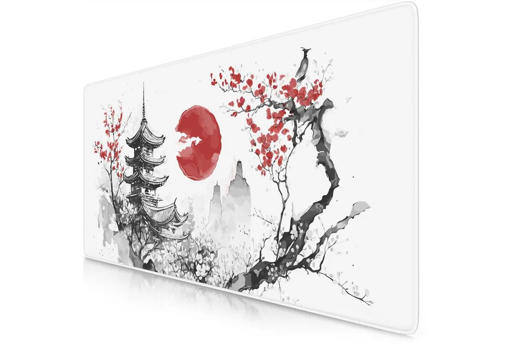 Titanwolf Gaming Mauspad XXL Speed Mousepad 900 x 400 x 3 mm, Schreibtischauflage, abwaschbar, rutschfeste Rückseite, Geschwindigkeit & Präzision, Japan Ink Painting