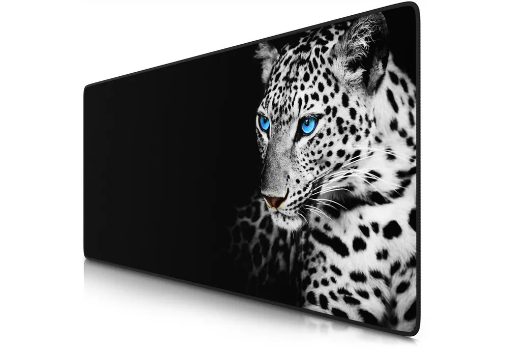 Titanwolf Gaming Mauspad XXL Speed Mousepad 900 x 400 x 3 mm, Schreibtischauflage, abwaschbar, rutschfeste Rückseite, Geschwindigkeit & Präzision, White Leopard
