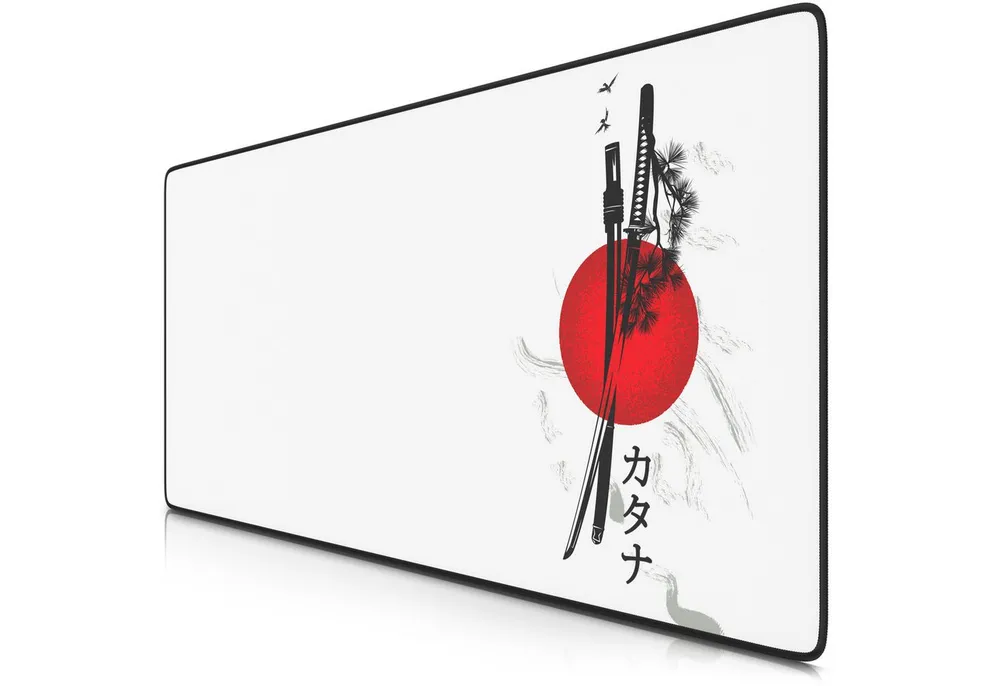 Titanwolf Gaming Mauspad XXL Speed Mousepad 900 x 400 x 3 mm, Schreibtischauflage, abwaschbar, rutschfeste Rückseite, Geschwindigkeit & Präzision, Japan Ink Swords