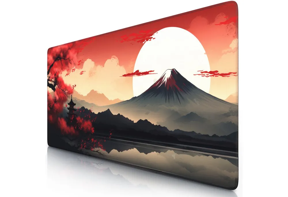 Titanwolf Gaming Mauspad XXL Speed Mousepad 900 x 400 x 3 mm, Schreibtischauflage, abwaschbar, rutschfeste Rückseite, Geschwindigkeit & Präzision, Japan Sunset 2